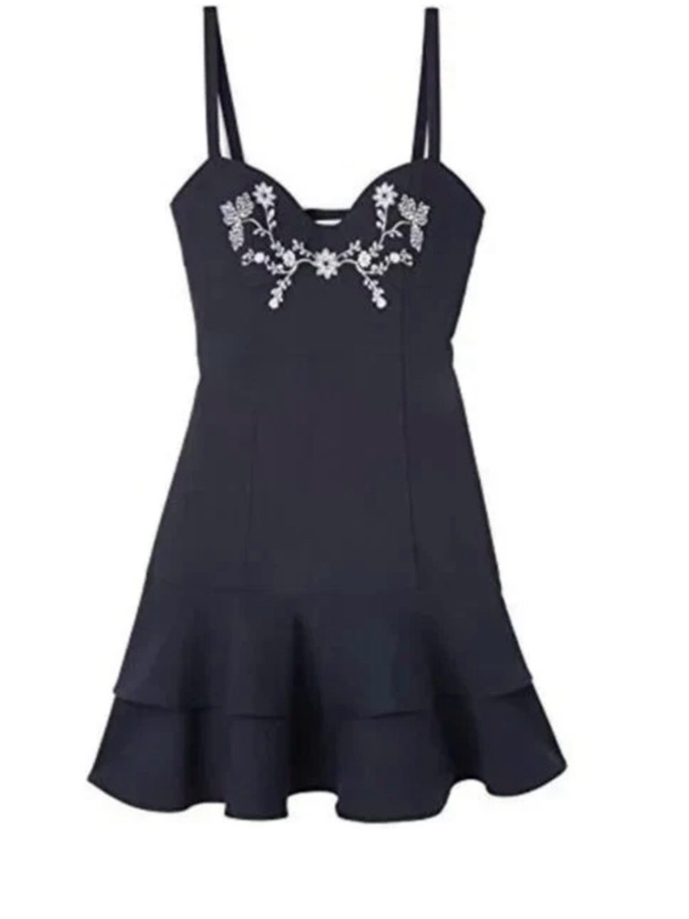Cinq a’ Sept Dara Navy Dress with White Floral Embroidery New with tags 6